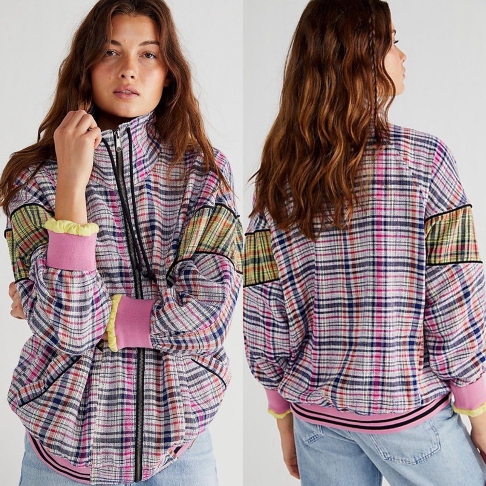 NWT Free People We the Free Penny Track Plaid Bomber Jacket in XS Oversized